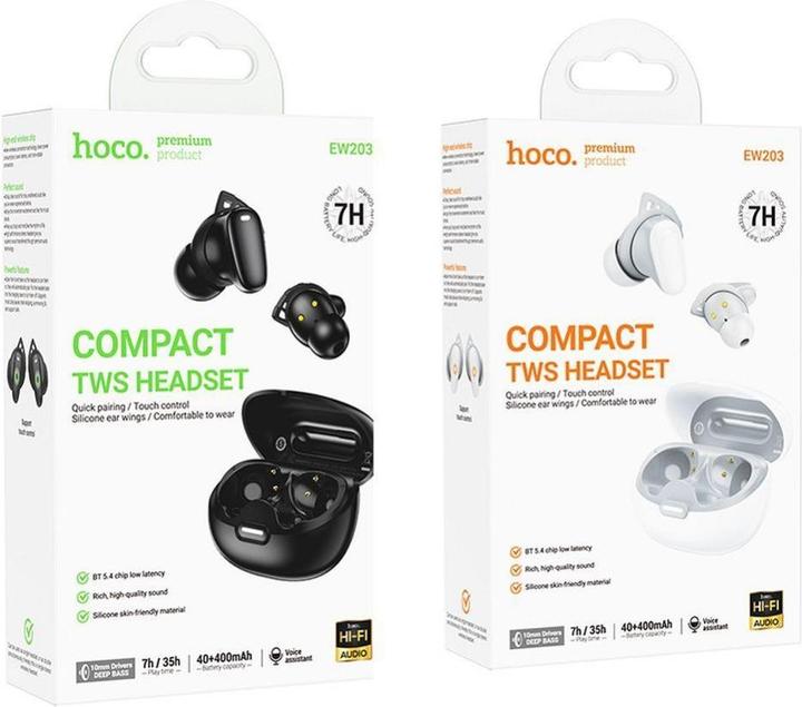 Actual product image Hoco Wireless headphones wireless earphones bluetooth TWS EW203 white (7 h)