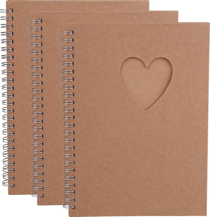 Produktbild VBS XXL 3er-Pack Fotoalbum KRAFTPAPIER mit weissen Seiten (14.8 x 21 cm)