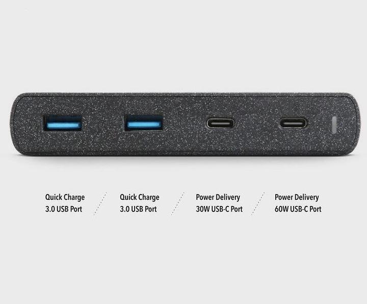 Produktbild Uniq HUB Surge Charger 2x USB Quick Charge 3.0 + 2x USB-C PD 3.0 90W Juoda (90 W)