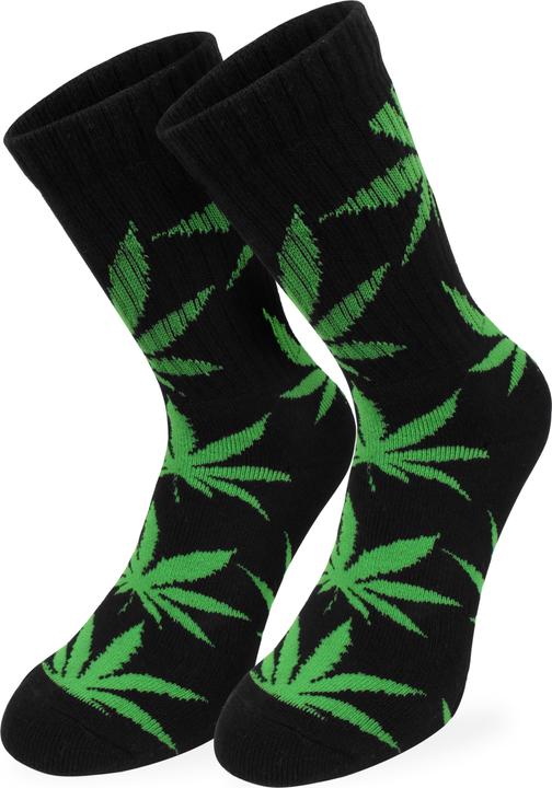Normani 6 Hanf Tennissocken mit Weed Blätter Muster - 9405
