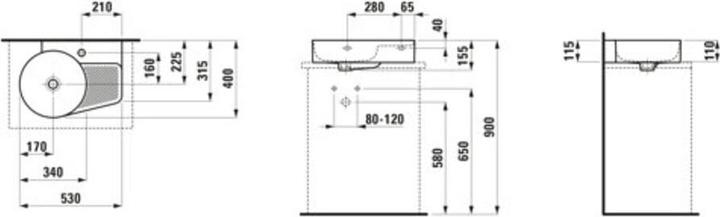 Produktbild Laufen Waschtisch VAL 530x400mm we ma mit Überlauf 1 Hahnloch (400 mm, 530 mm)