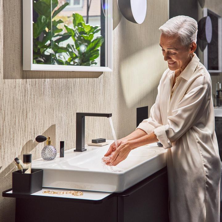 Produktbild hansgrohe Tecturis E 2-gats wastafelkraan 150 CoolStart met waste mat zwart