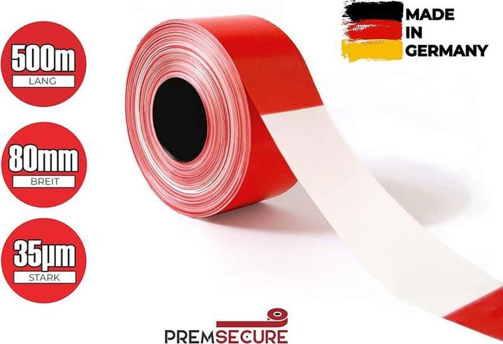 PremSecure Ruban de délimitation rouge/blanc 500 mètres