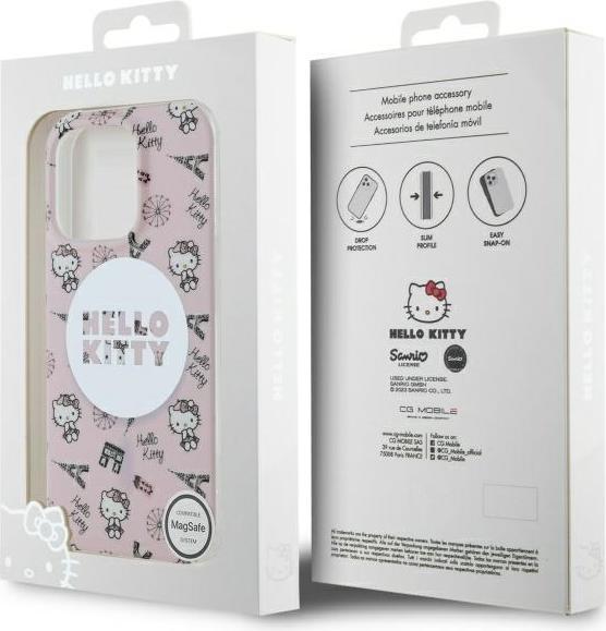 Produktbild Hello Kitty HKHMP16LHAOPP iPhone 16 Pro 6,3" różowy/pink hardcase IML All Over Paris Magsafe (Apple iPhone 16 Pro)