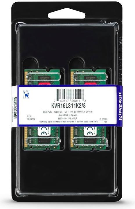 Actual product image Kingston ValueRAM (2 x 4GB, 1600 MHz, DDR3L-RAM, SO-DIMM)