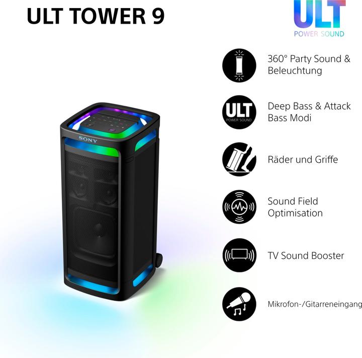 Actual product image Sony ULT Tower 9 (25 h, Electrical connection, Rechargeable battery operated)