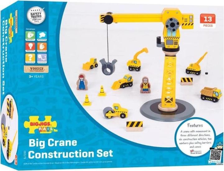 Produktbild Bigjigs Hölzerne Kran & Baufahrzeuge