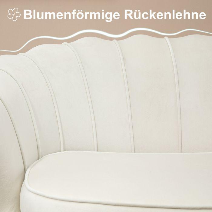 Immagine prodotto Swisshandel24 2-Sitzer Sofa Couch, Polstersofa Samt, bis 150 kg, Creme
