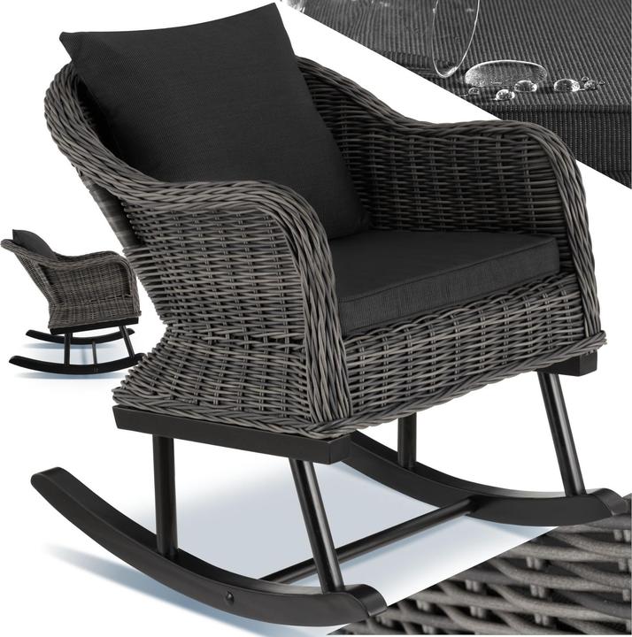 tectake Fauteuil à bascule en rotin Rovigo 150 kg