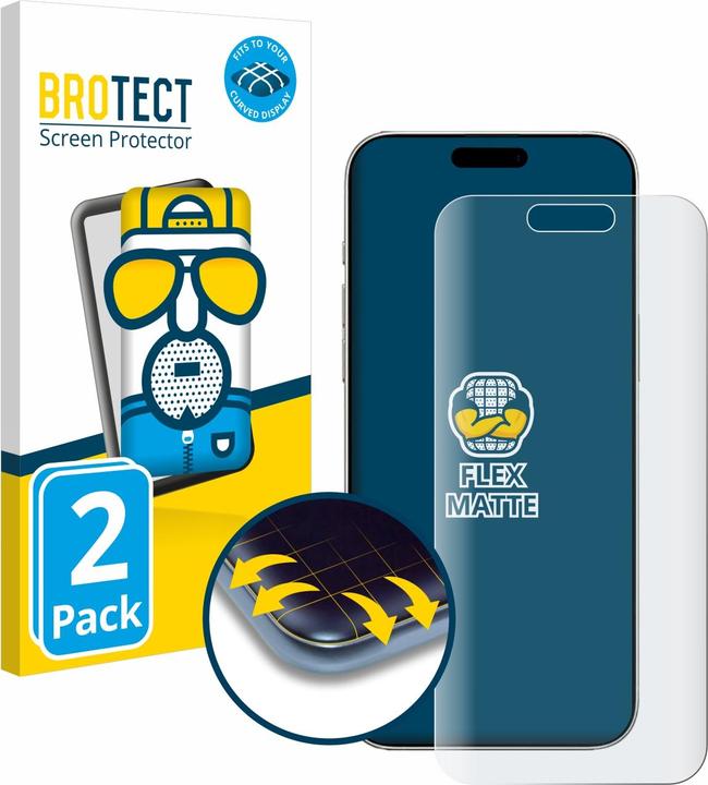 Image du produit BROTECT Film de protection plein écran Film de protection d'écran Mat Antireflet (2 pièce(s), Apple iPhone 16)