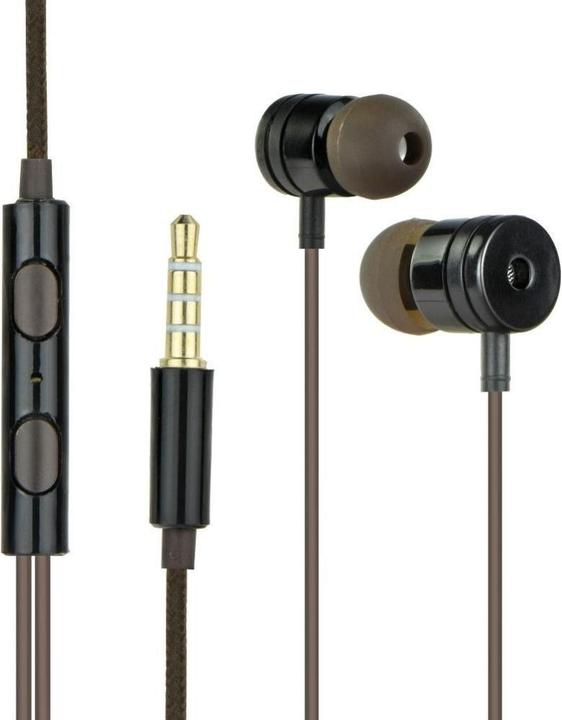 Actual product image Partner Telecom Wired headphones OEM Wire earphones Jack 3,5 mm with microphone Mi metal box black