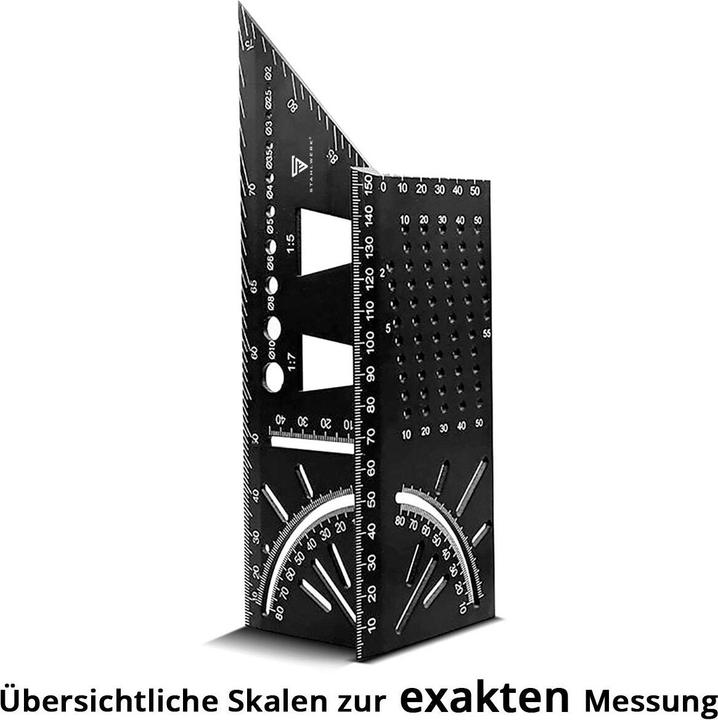 Actual product image Stahlwerk Set of 2 mitre angle ruler with stop and drilling jig 3D angle mitre gauge