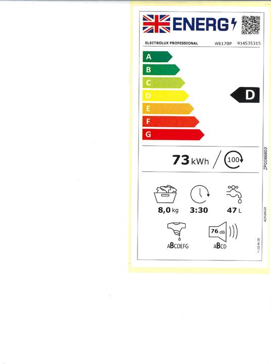 Energy Label Electrolux We170p (8 kg, Left)