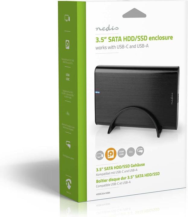 Produktbild Nedis Festplattengehäuse | 3.5 " | USB 3.1 Gen1 | USB Type-A / USB Type-C™ | Notebook / PC | Alumini (3.5")