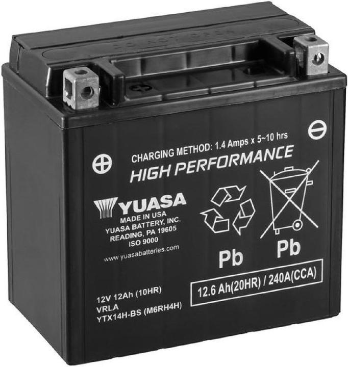 Yuasa AGM motorbike battery (12 V, 12.60 Ah, 240 A)