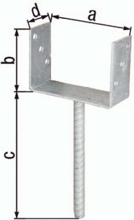 Image du produit GAH Poteau en U avec ancrage pour béton en acier strié (214258) (Ancrages en béton, 1 pcs)