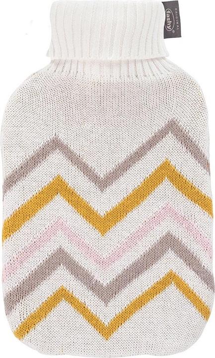Fashy Wärmflasche Strickbezug Baumwolle Zickzack beige (2 l)