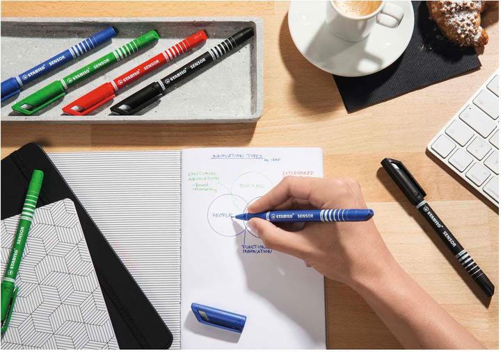 Actual product image STABILO SENSOR F Finliner with spring-loaded sharpener (8 colours, 8 x)