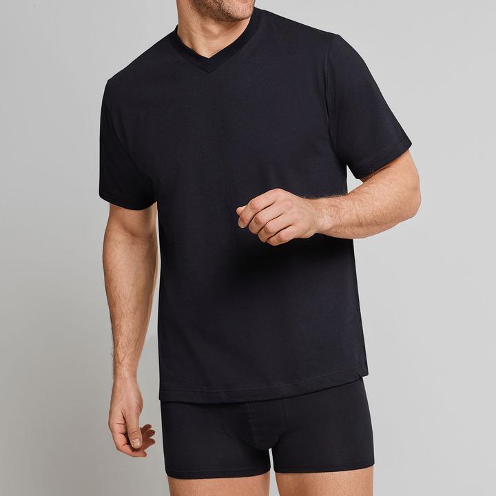 Image du produit Schiesser Lot de 2 t-shirts américains pour hommes avec col en V, 100% coton (3XL)