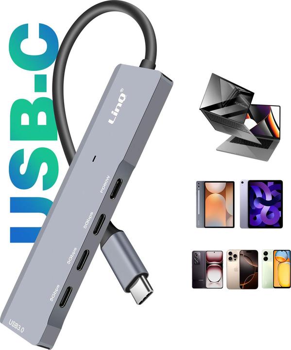Actual product image LinQ IT7941 USB-C hub (USB-C, 4 Ports)