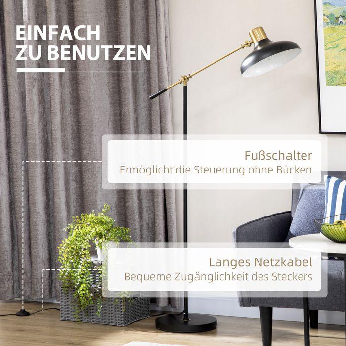 Produktbild Swisshandel24 Stehlampe, Höhenverstellbarer Standlampe, 40 W schwenkbar Stehleuchte, Bogenlampe, Leselampe mit E27 (E27)