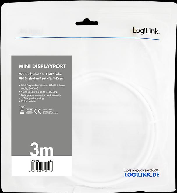 Immagine prodotto LogiLink Mini DisplayPort — HDMI (Typ A) (3 m, DisplayPort)