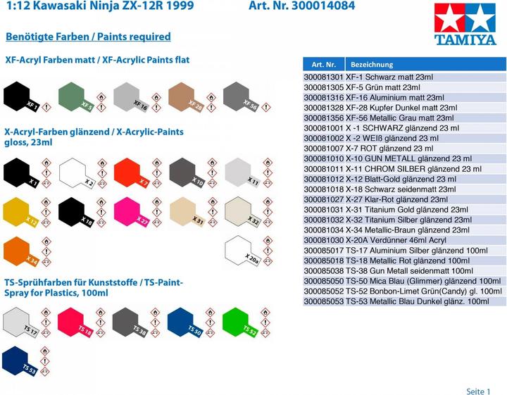 Actual product image Tamiya Kawasaki Ninja ZX-12R