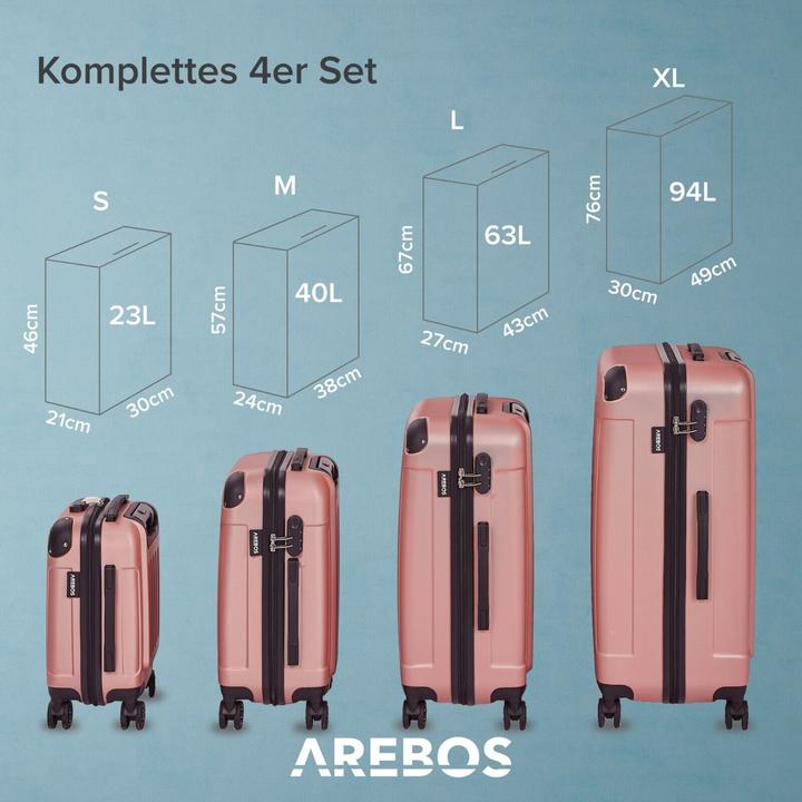 Produktbild Arebos Reisekoffer (94 l, Handgepäck (bis 50l), M (50 - 90l), L (90 - 115l), XL (ab 115l))