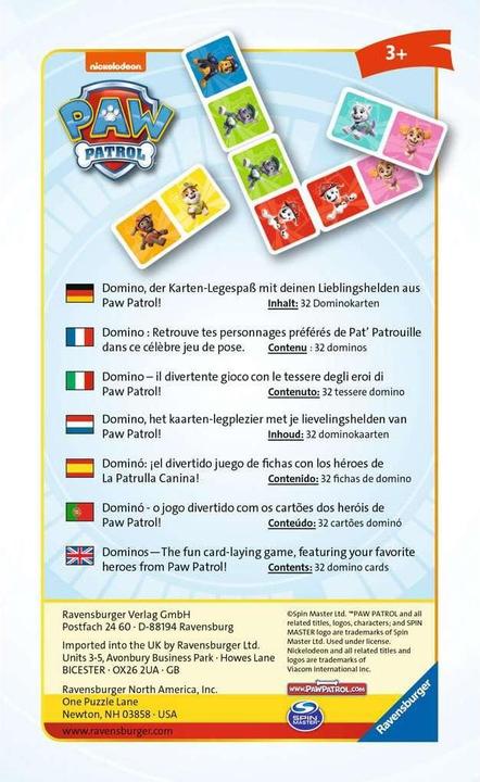 Actual product image Ravensburger Paw Patrol Domino (German, English, French, Dutch, Portuguese, Spanish)