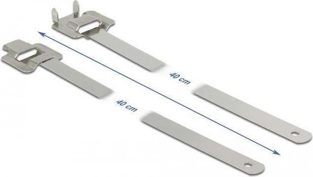 Produktbild Delock Kabelbinder Edelstahl wiederverwendbar mit Faltverschluss L 400 x B 10 mm 10 Stück (Kunststoffkabelbinder, 10 mm, 10 Stk.)
