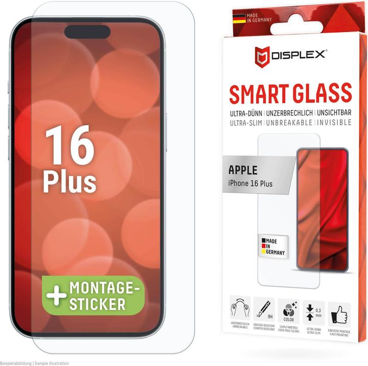 Actual product image Displex Smart Glass, Displayschutzfolie (1 Piece, Apple iPhone 16 Plus)