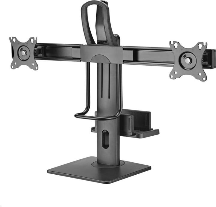 MonLines MTS002B Tisch Monitorständer für 2 Monitore mit PC Halterung (Tisch, 27")