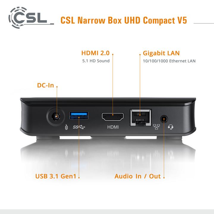 Actual product image CSL Narrow Box Ultra HD Compact v5 (Intel Celeron N5100, 4 GB, 1000 GB, Intel UHD Graphics)