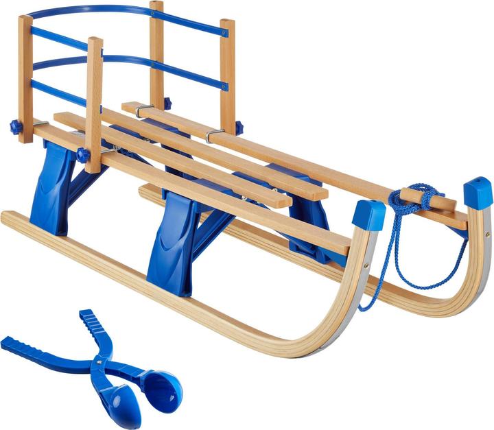 Immagine prodotto tectake Holzschlitten Vivian, klappbar mit Rückenlehne und Zugseil
