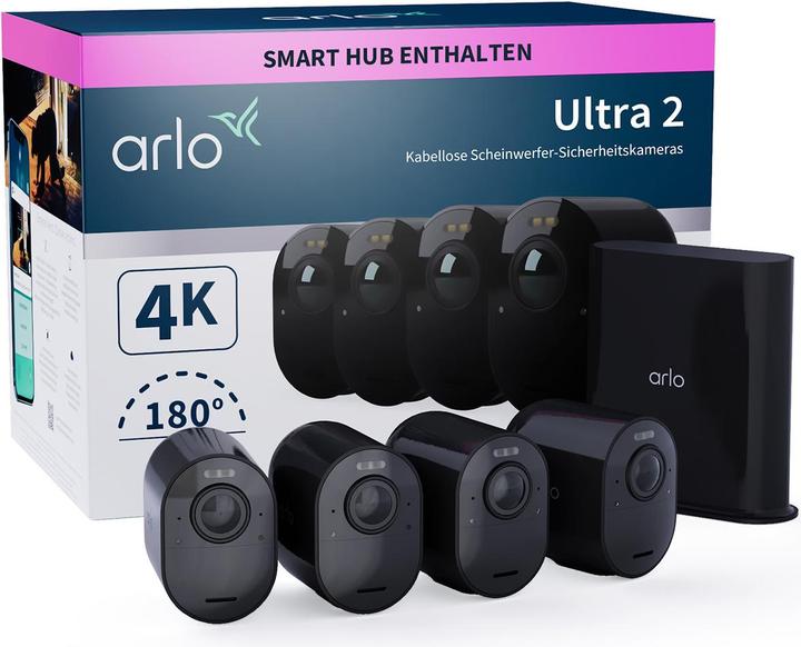 Produktbild Arlo Ultra 2 Spotlight Kamera, 4er Set (3840 x 2160 Pixels)