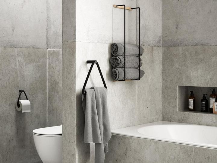 Produktbild byWirth Towel Rack Handtuchhalter Wand-montiert Schwarz, Holz