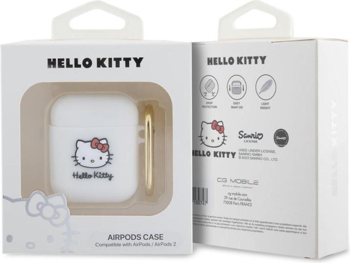 Actual product image Hello Kitty HKA23DKHSH Airpods 1/2 cover biały/white Silicone 3D Kitty Head (Headphone bag)