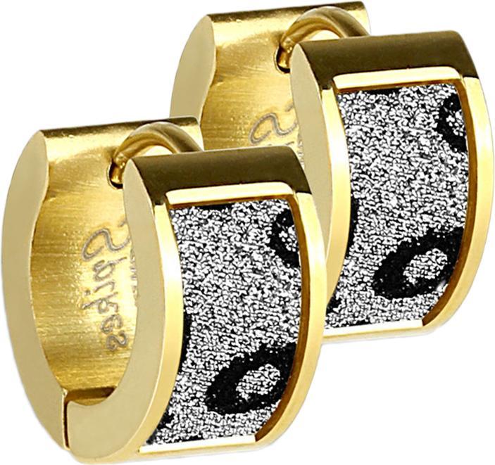 Star Piercing Ohrring zum Klappen vergoldet mit glitter und Leopardenmuster (ohne Messing, Chirurgenstahl 316L)