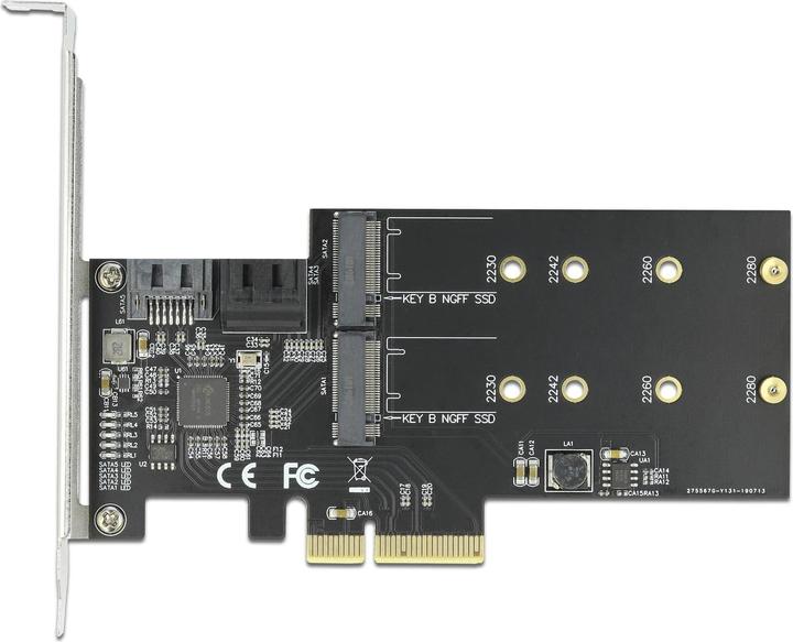 Produktbild Delock SATA-Controller PCI-Ex4 - 3xSATA3, 2xM.2 Key-B