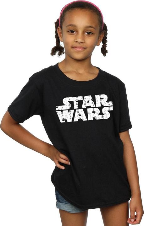 Actual product image Star Wars Girls Christmas Logo Cotton T-Shirt (140, 146)