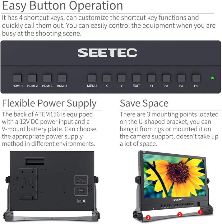 Actual product image Feelworld SEETEC ATEM156 15.6 inch live streaming broadcast director monitor (15.60")
