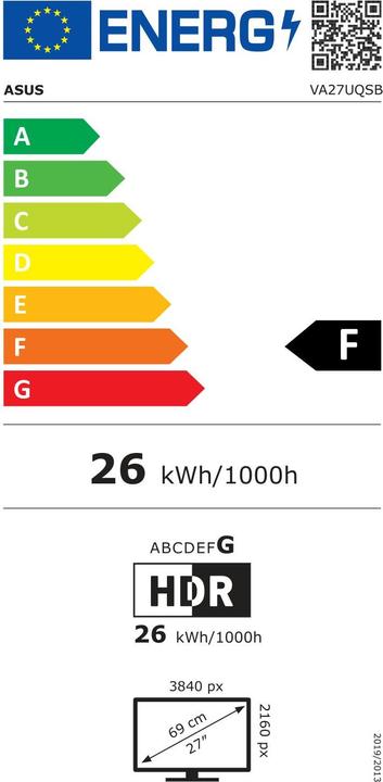 Energy Label ASUS VA27UQSB (3840 x 2160 Pixels, 27")