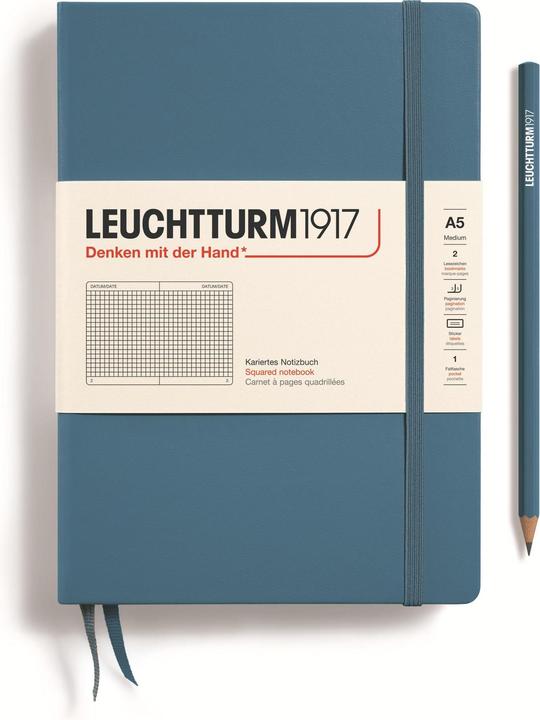 Leuchtturm1917 TAC A5 qua. Stone Blue (145 x 210 mm, Quadretti, Copertina rigida)