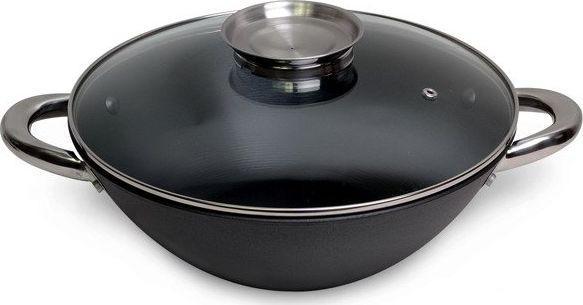 Produktbild Kamille Wok cast iron skillet with lid 28 cm KM-4806MR (Wok Pfanne, Gusseisen)