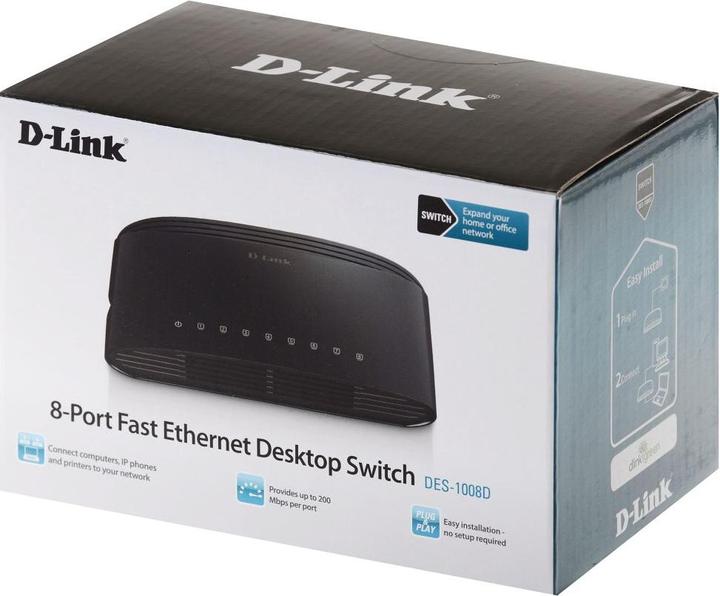 Actual product image D-Link DES 1008D - Switch - unmanaged - 8 x 10/100 (8 Ports)