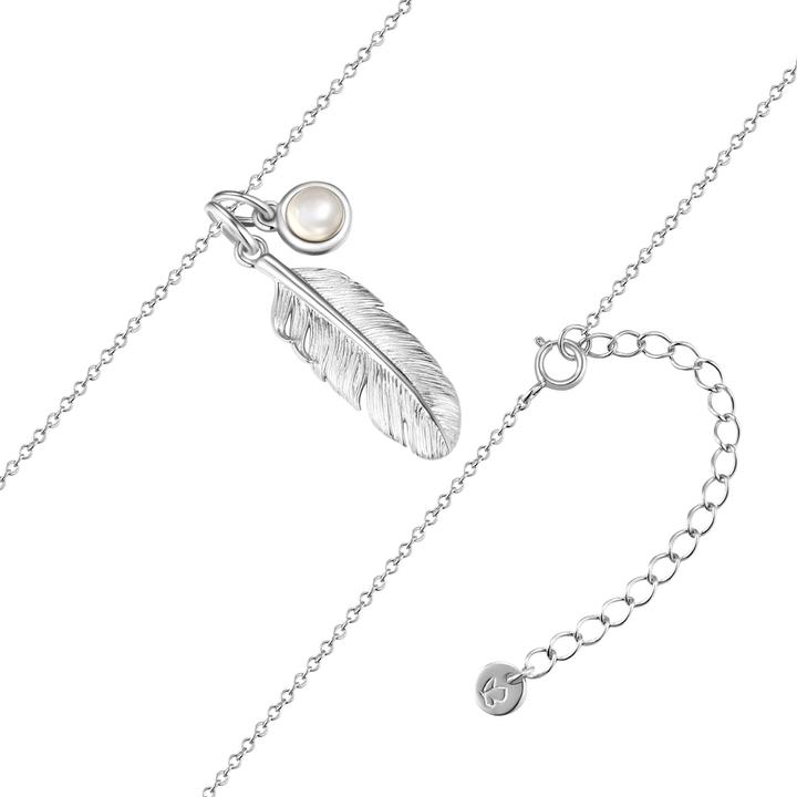 Immagine prodotto Glanzstücke München Collana da donna con piume in argento - 35042 (Argento, 40 - 45 cm)