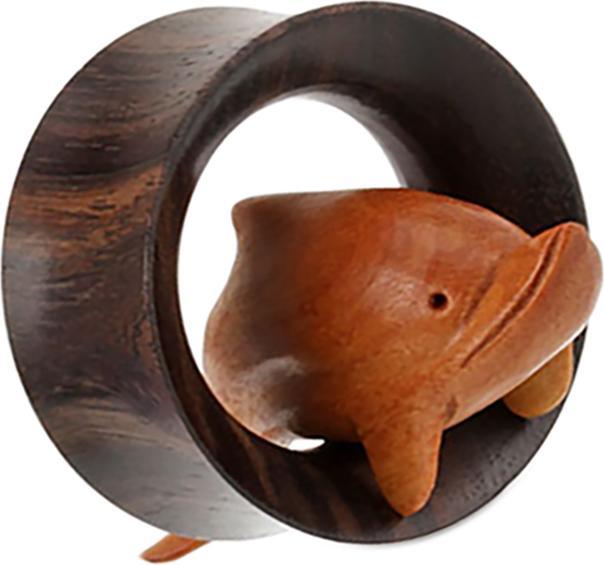 Immagine prodotto Star Piercing Tunnel svasato Sonoholz con delfino Sawoholz (Organico senza ottone, G23 in titanio senza ottone)