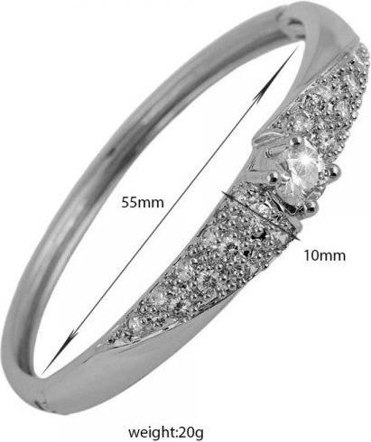 Actual product image Hermex LUXURY Platinum Plated Bangle Bracelet Charms Zirconia - Platinum Silvery (5.50 cm, Copper-nickel alloy)