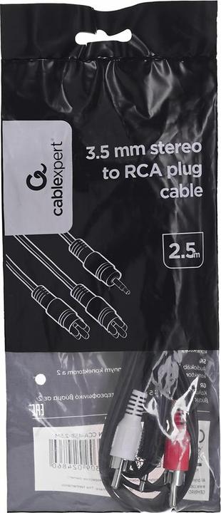 Produktbild Gembird 2xRCA, M/M Audio-Kabel (2.50 m, 3.5mm Klinke (AUX), Cinch)