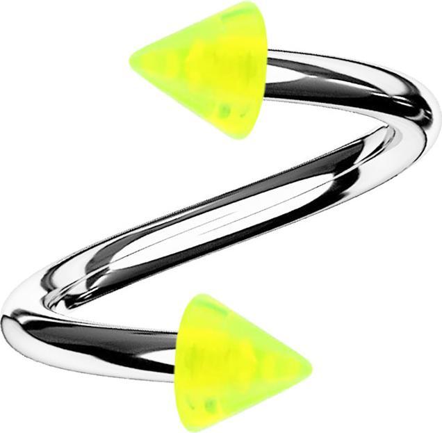 Produktbild Star Piercing Spirale silber mit zwei Cones gelb transparent (Acryl, ohne Messing, Chirurgenstahl 316L)